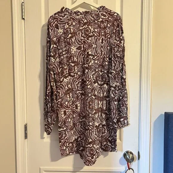 For Love and Lemons Romy Dress Paisley Brown Pink White Ruffle Long Sleeve Mini - Picture 11 of 12